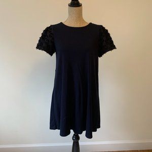 Navy Teeshirt Dress with Fun Sleeves